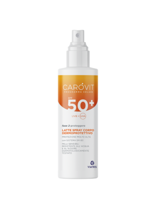 Latte corpo spray protezione solare Carovit. Latte corpo spray protezione solare Carovit.