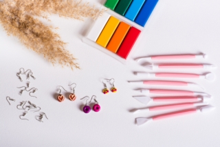 Ready-made,Polymer,Clay,Earrings,And,Tools,For,Work.,Handmade,And Ready-made,Polymer,Clay,Earrings,And,Tools,For,Work.,Handmade,And