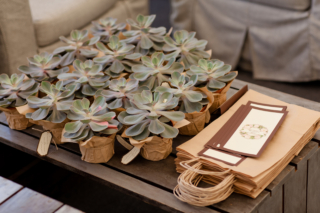 Wedding.,Rustic,.,Favors,On,A,Table,Outdoor,With,Boxes