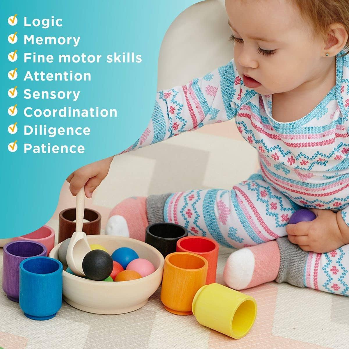 Atoylink Gioco Dinosauri In Legno Montessori – 6 Cubi Impilabili Con Numeri, 6 Trenini Magnetici E 6 Dinosauri, Giocattolo Educativo Regalo Bambino