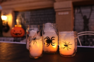 Homemade,Lit,Up,Decorative,Halloween,Mason,Jars,Filled,With,Webs Homemade,Lit,Up,Decorative,Halloween,Mason,Jars,Filled,With,Webs