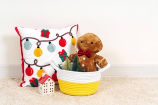 Storage,Baskets,With,Holiday,Decorations,And,Toys,On,Floor,In Storage,Baskets,With,Holiday,Decorations,And,Toys,On,Floor,In