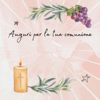 Cartolina rosa di auguri prima comunione Cartolina rosa di auguri prima comunione
