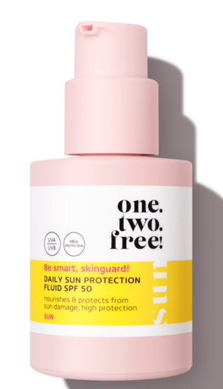 Fluido solare quotidiano SPF 50 di One. Two. Free!. Prezzo: 17,59€ Fluido solare quotidiano SPF 50 di One. Two. Free!. Prezzo: 17,59€