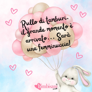 cartolina gender reveal bimba coniglietto