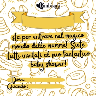 invito baby shower giallo da stampare