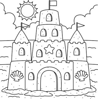 Disegni estate da colorare a tema mare castello