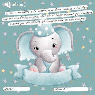 invito baby shower elefante