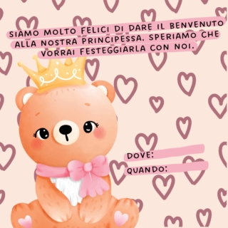 invito baby shower principessa