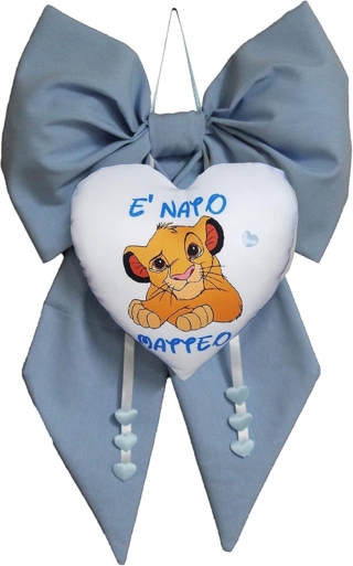 Fiocco nascita azzurro personalizzato