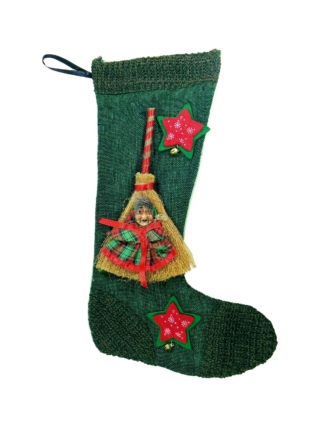 Epiphany,Sock,Decorated,With,Broom,And,Old,Woman's,Face.in,Italian