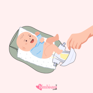 Step per cambiare il pannolino: ripiega il pannolino Step per cambiare il pannolino: ripiega il pannolino